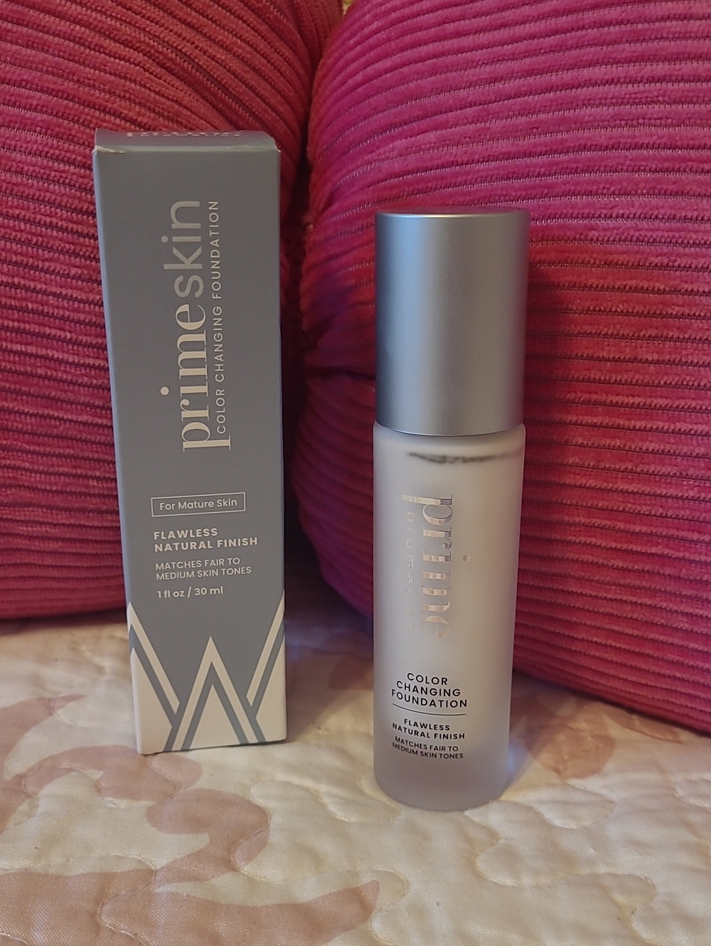 PRIME SKIN COLOR CHANGING FOUNDATION FOR MATURE SKIN.